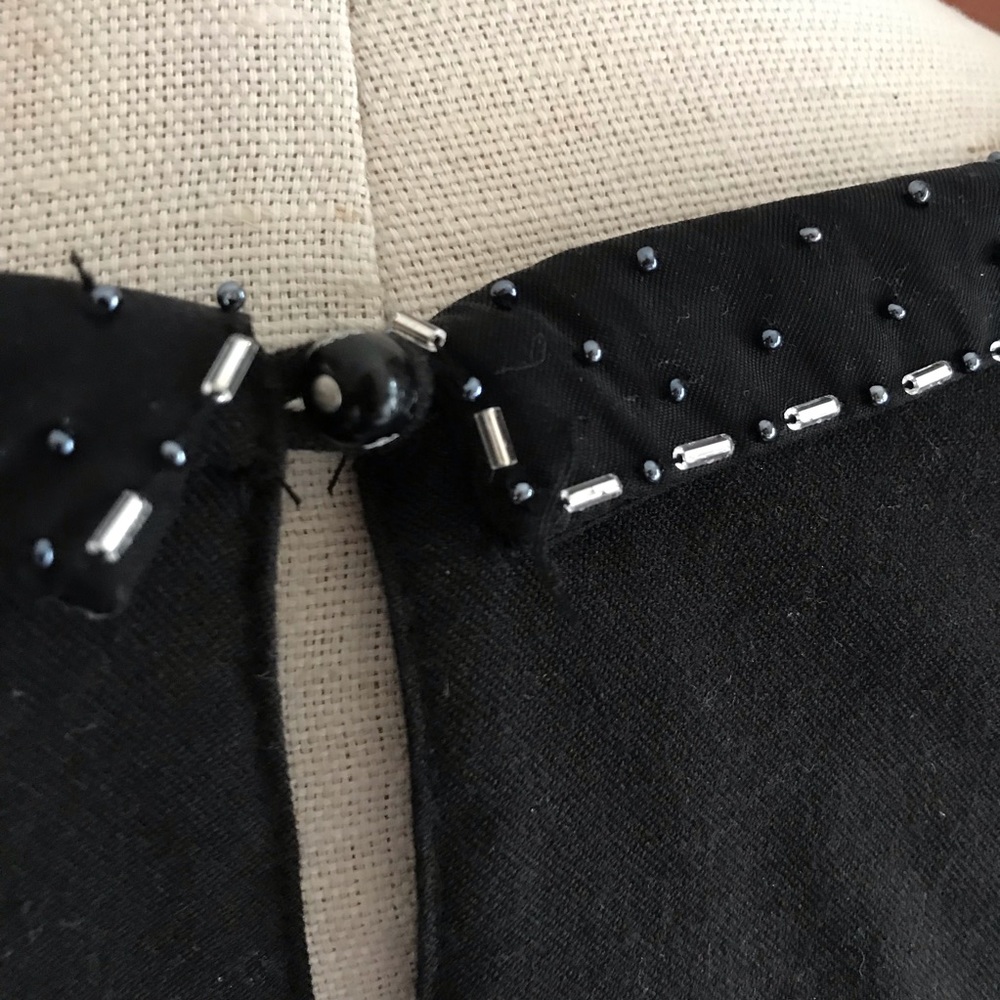 Maison Scotch Dress, Beaded Peter Pan Collar, Size 2, Black - Picture 5 of 6